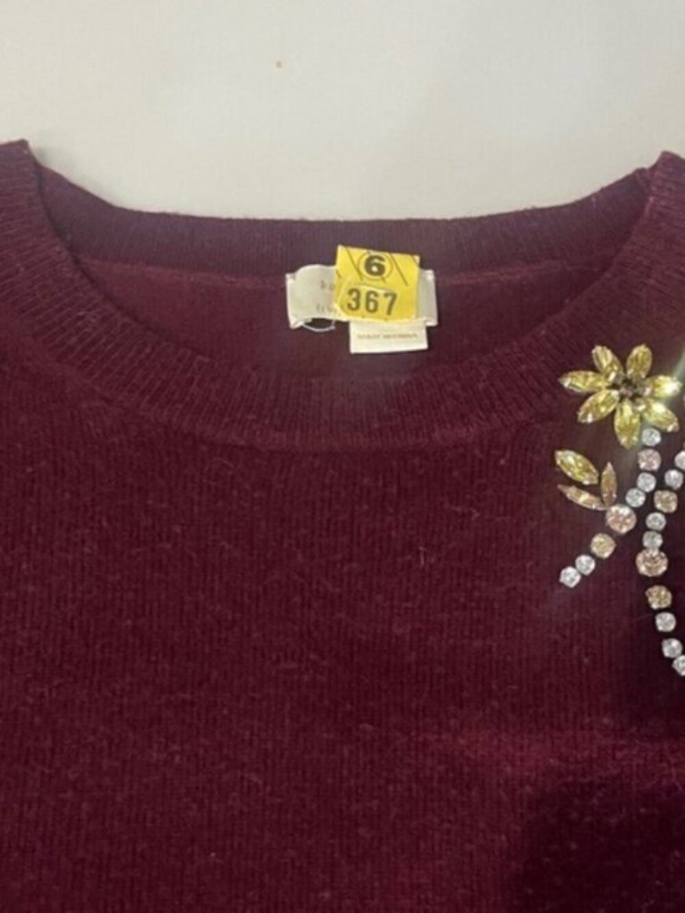 Embellished Brooch Sweater in Midnight Wine by Kate Spade As Seen on New Girl - Picture 5 of 8